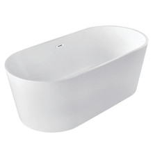Kingston Brass  Aqua Eden VTDE603023BA 59-Inch Acrylic Freestanding Oval Tub with Drain, Glossy White