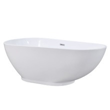 Kingston Brass  Aqua Eden VTDE693223BA 69-Inch Acrylic Freestanding Oval Tub with Drain, Glossy White