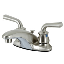 Kingston Brass  KB628RXLB Restoration 4-Inch Centerset Bathroom Faucet with Brass Pop-Up, Brushed Nickel