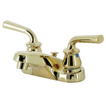 Kingston Brass  KB252RXLB Restoration 4-Inch Centerset Bathroom Faucet with Brass Pop-Up, Polished Brass