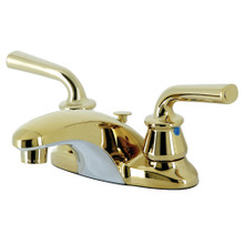 Kingston Brass  KB622RXLB Restoration 4-Inch Centerset Bathroom Faucet with Brass Pop-Up, Polished Brass