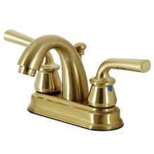 Kingston Brass  KB5617RXL Restoration 4-Inch Centerset Bathroom Faucet with Pop-Up Drain, Brushed Brass
