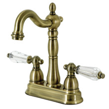 Kingston Brass  KB1493WLL Wilshire Two-Handle Bar Faucet, Antique Brass