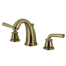 Kingston Brass  KB983RXLAB Restoration Widespread Bathroom Faucet with Pop-Up Drain, Antique Brass