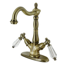Kingston Brass  KS1493WLL Wilshire Two Handle Single Hole Lavatory Faucet, Antique Brass