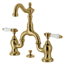 Kingston Brass  KS7977BPL Bel-Air Bridge Bathroom Faucet with Brass Pop-Up, Brushed Brass