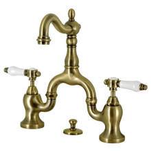 Kingston Brass  KS7973BPL Bel-Air Bridge Bathroom Faucet with Brass Pop-Up, Antique Brass