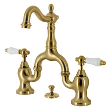 Kingston Brass  KS7977PL English Country Bridge Bathroom Faucet with Brass Pop-Up, Brushed Brass