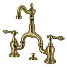 Kingston Brass  KS7973AL English Country Bridge Bathroom Faucet with Brass Pop-Up, Antique Brass