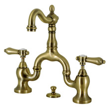 Kingston Brass  KS7973BAL Heirloom Bridge Bathroom Faucet with Brass Pop-Up, Antique Brass
