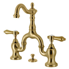 Kingston Brass  KS7977BAL Heirloom Bridge Bathroom Faucet with Brass Pop-Up, Brushed Brass