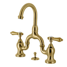 Kingston Brass  KS7997BAL Heirloom Bridge Bathroom Faucet with Brass Pop-Up, Brushed Brass
