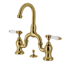Kingston Brass  KS7997BPL Bel-Air Bridge Bathroom Faucet with Brass Pop-Up, Brushed Brass