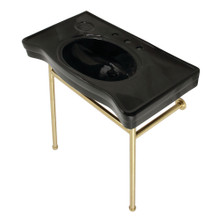 Kingston Brass  Fauceture VPB28140W87K Bristol 36" Ceramic Console Sink with Stainless Steel Legs, Black/Brushed Brass