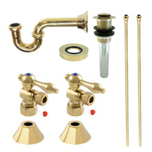 Kingston Brass  CC53302VKB30 Traditional Plumbing Sink Trim Kit with P-Trap and Drain, Polished Brass