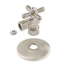 Kingston Brass  CC54408XK 5/8-Inch OD X 1/2-Inch OD Comp Quarter-Turn Angle Stop Valve with Flange, Brushed Nickel