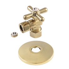 Kingston Brass  CC54402XK 5/8-Inch OD X 1/2-Inch OD Comp Quarter-Turn Angle Stop Valve with Flange, Polished Brass