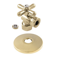 Kingston Brass  CC54302XK 5/8-Inch OD X 1/2-Inch or 7/16-Inch Slip Joint Quarter-Turn Angle Stop Valve with Flange, Polished Brass