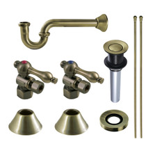 Kingston Brass  CC43103VKB30 Traditional Plumbing Sink Trim Kit with P-Trap and Drain, Antique Brass