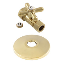 Kingston Brass  CC44452XK 5/8-Inch OD X 1/2-Inch OD Comp Quarter-Turn Straight Stop Valve with Flange, Polished Brass