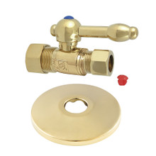 Kingston Brass  CC44452KLK 5/8-Inch OD X 1/2-Inch OD Comp Quarter-Turn Straight Stop Valve with Flange, Polished Brass