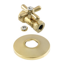 Kingston Brass  CC44152XK 1/2" FIP x 1/2" or 7/16" Slip Joint Quarter-Turn Straight Stop Valve with Flange, Polished Brass