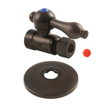 Kingston Brass  CC43255K 1/2-Inch Sweat 3/8-Inch O.D. Comp Straight Stop Valve with Flange, Oil Rubbed Bronze