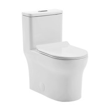 Swiss Madison  SM-1T111 Burdon One-Piece Elongated Toilet Vortex Dual-Flush 1.1/1.6 gpf -Glossy White