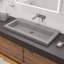 Alfi  ABCO40TR 40" Solid Concrete Gray Matte Trough Sink for the Bathroom
