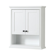 Wyndham  WCS2020WCWB Deborah Over-the-Toilet Bathroom Wall-Mounted Storage Cabinet in White with Matte Black Trim