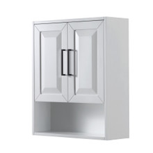 Wyndham  WCV2525WCWB Daria Over-the-Toilet Bathroom Wall-Mounted Storage Cabinet in White with Matte Black Trim