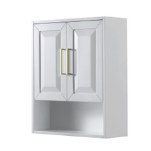 Wyndham  WCV2525WCWG Daria Over-the-Toilet Bathroom Wall-Mounted Storage Cabinet in White with Brushed Gold Trim