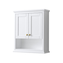 Wyndham  WCV2323WCWG Avery Over-the-Toilet Bathroom Wall-Mounted Storage Cabinet in White with Brushed Gold Trim