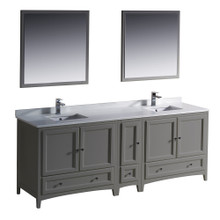 Fresca  FVN20-361236GR Fresca Oxford 84" Gray Traditional Double Sink Bathroom Vanity