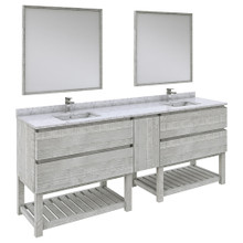 Fresca  FVN31-361236ASH-FS Fresca Formosa 84" Floor Standing Double Sink Modern Bathroom Vanity w/ Open Bottom & Mirrors in Ash