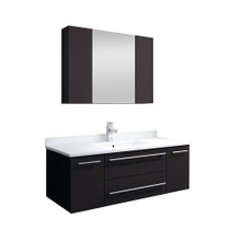 Fresca  FVN6142ES-UNS Fresca Lucera 42" Espresso Wall Hung Undermount Sink Modern Bathroom Vanity w/ Medicine Cabinet