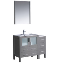 Fresca  FVN62-3012GR-UNS Fresca Torino 42" Gray Modern Bathroom Vanity w/ Side Cabinet & Integrated Sink