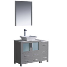 Fresca  FVN62-3012GR-VSL Fresca Torino 42" Gray Modern Bathroom Vanity w/ Side Cabinet & Vessel Sink