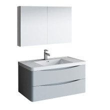 Fresca  FVN9040GRG Fresca Tuscany 40" Glossy Gray Wall Hung Modern Bathroom Vanity w/ Medicine Cabinet