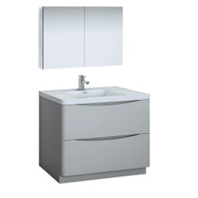 Fresca  FVN9140GRG Fresca Tuscany 40" Glossy Gray Free Standing Modern Bathroom Vanity w/ Medicine Cabinet