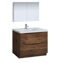 Fresca  FVN9140RW Fresca Tuscany 40" Rosewood Free Standing Modern Bathroom Vanity w/ Medicine Cabinet