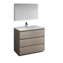 Fresca  FVN9342MGO Fresca Lazzaro 42" Gray Wood Free Standing Modern Bathroom Vanity w/ Medicine Cabinet