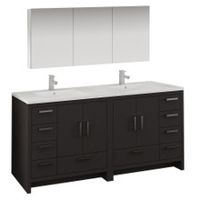 Fresca  FVN9472DGO Fresca Imperia 72" Dark Gray Oak Free Standing Double Sink Modern Bathroom Vanity w/ Medicine Cabinet