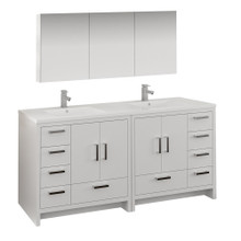 Fresca  FVN9472WH Fresca Imperia 72" Glossy White Free Standing Double Sink Modern Bathroom Vanity w/ Medicine Cabinet