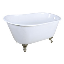 Kingston Brass  Aqua Eden VCTND4828NT8 Onamia 48-Inch Cast Iron Slipper Clawfoot Tub without Faucet Drillings, White/Brushed Nickel