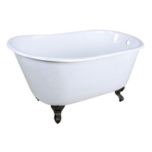 Kingston Brass  Aqua Eden VCTND4828NT0 Onamia 48-Inch Cast Iron Slipper Clawfoot Tub without Faucet Drillings, White/Matte Black