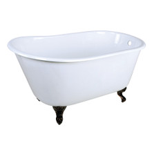 Kingston Brass  Aqua Eden VCTND4828NT5 Onamia 48-Inch Cast Iron Slipper Clawfoot Tub without Faucet Drillings, White/Oil Rubbed Bronze