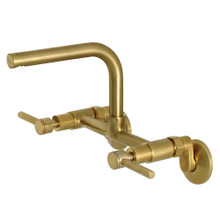 Kingston Brass  KS812SB Concord 8-Inch Adjustable Center Wall Mount Kitchen Faucet, Brushed Brass