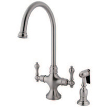 Kingston Brass  KS1768ALBS Vintage Classic Kitchen Faucet With Brass Sprayer, Brushed Nickel