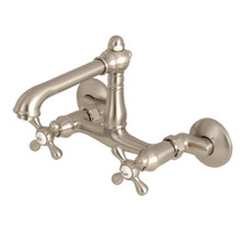Kingston Brass  KS7228AX English Country 6-Inch Adjustable Center Wall Mount Kitchen Faucet, Brushed Nickel